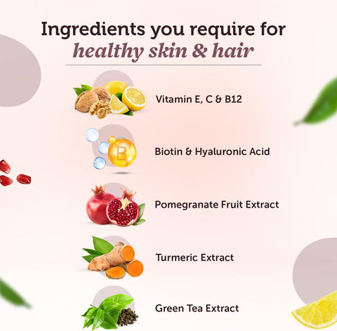 Neuherbs Hair-Skin Vitamins with Hyaluronic Acid Capsules 60