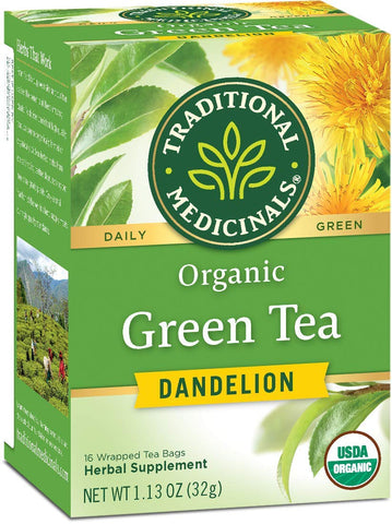 Traditional Medicinal Green Tea Dandelion, 16 Teabags