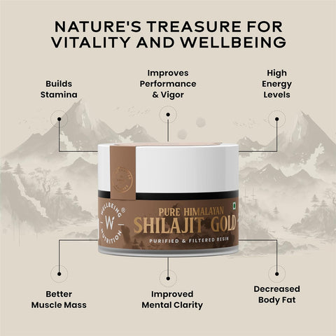 Wellbeing Nutrition Pure Himalayan Shilajit Gold Resin (24K Gold Leaf)