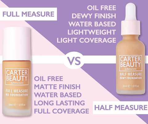Carter Beauty Full Measure Hd Foundation - Lightweight, Full Coverage Matte Formula - Water-Based, Super Soft Skin Perfector - Vegan And Cruelty Free, Paraben And Sulfate Free - Creme Brulee - 1.01 Oz