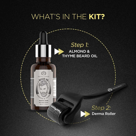 The Man Company Beard Oil for Men with Almond & Thyme with Derma Roller Hair Oil (30 ml)