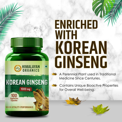 Himalayan Organics Korean Ginseng 1000mg 100 Tablets