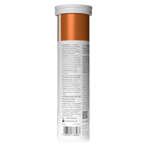 HK Vitals Glutathione - 15 Effervescent Tablets | L-Glutathione Tablets With Vitamin C & E, For Skin Glow & Hydration, No Added Sugar, Orange Flavour