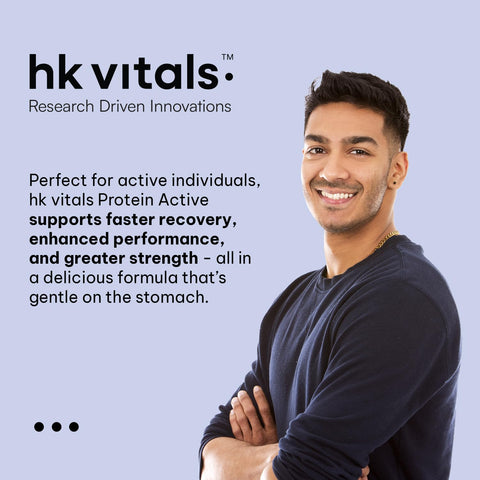 HK Vitals Protein Active (Chocolate, 400G / 0.88Lbs) | All In One Triple Strength Protein | For Immunity And Stress-Relief