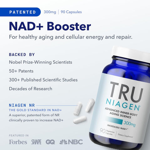 2x 90ct/300mg Multi Award Winning Patented NAD+ Boosting Supplement - More Efficient Than NMN - Nicotinamide Riboside for Cellular Energy Metabolism & Repair. Vitality, Muscle Health, Healthy Aging