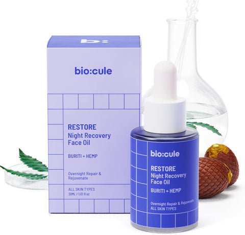 Biocule Restore Night Recovery Face Oil : Buriti + Hemp 15ml