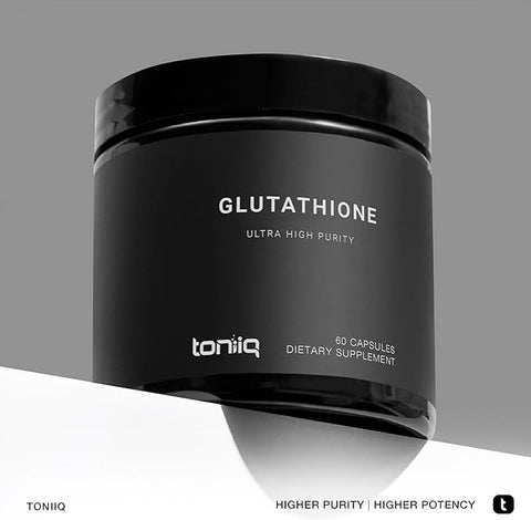 Toniiq Ultra High Strength Glutathione Capsules - 1000mg Concentrated Formula 60 Capsules Reduced Glutathione Supplement