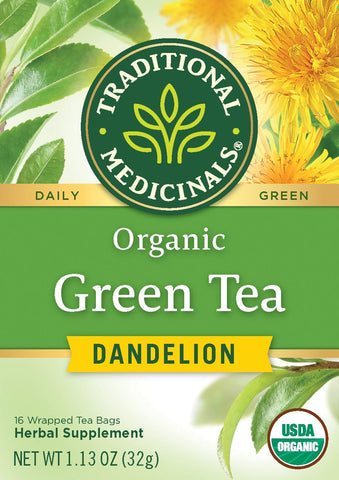 Traditional Medicinal Green Tea Dandelion, 16 Teabags