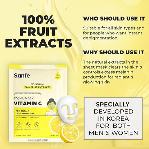 Sanfe Instant Depigmentation Vitamin C Facial Mask 1pc, 25gm