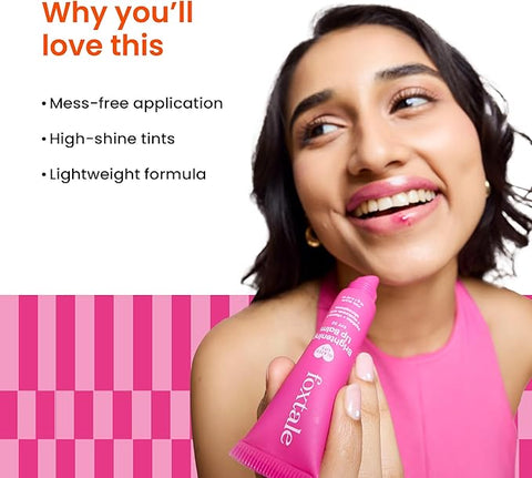 Foxtale Brightening Lip Balm With Peptides, Vitamin C & Hyaluronic Acid Bubblegum Pink Glaze