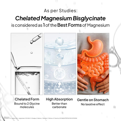 Miduty Chelated Magnesium Bisglycinate with Vitamin B6 - High Absorption 60 Veg Capsules
