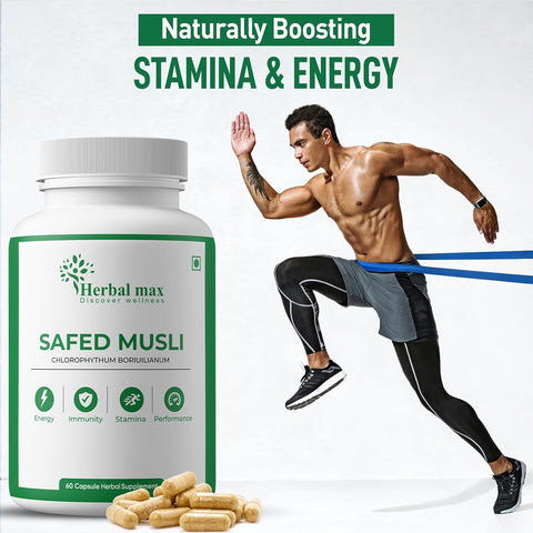 Herbal max Safed Musli Extract 800 mg 60 Capsule with Korean Ginseng Capsule combo