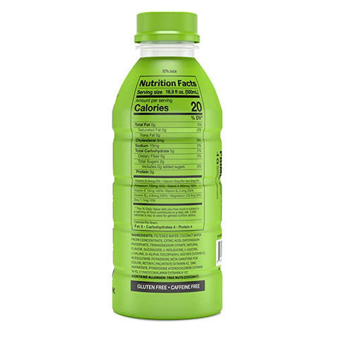 Products Prime Hydration Drink Sports Beverage "LEMON LIME," Naturally Flavored, 10% Coconut Water, 250mg BCAAs, B Vitamins, Antioxidants, 835mg Electrolytes, 20 Calories per 16.9 Fl Oz Bottle One piece