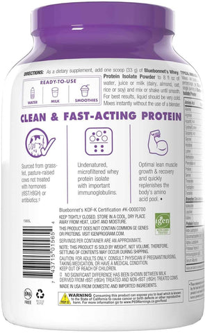 Bluebonnet Nutrition Blue Bonnet Whey Protein Isolate Dietary Supplement Powder, Orginal 2.2LB