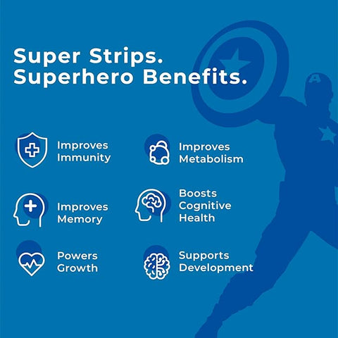 Wellbeing Nutrition Marvel Captain America Melts| Multivitamin for KidsTropical Berry Flavor (30 Oral Strips)