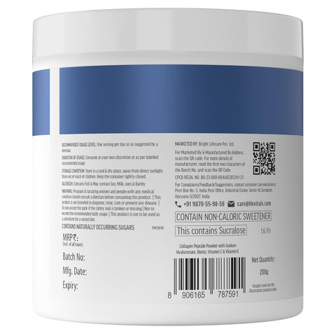 HK Vitals Marine Collagen For Men Supplement Powder (Orange, 200 G) | Vitamin C, E, Sodium Hyaluronate | For Youthful & Glowing Skin