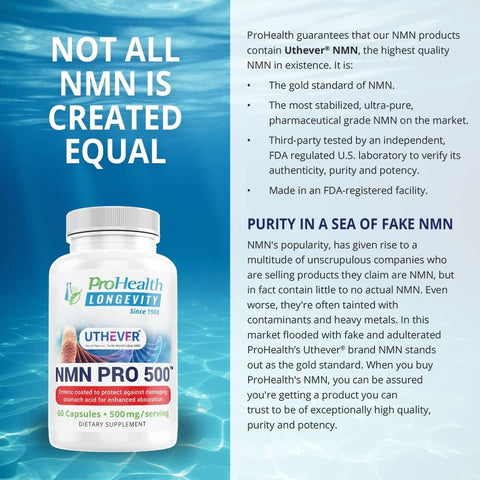 ProHealth Longevity NMN Pro 500 Enhanced Absorption (60 Capsules 500 mg per 2 Capsule Serving) Pack of 3