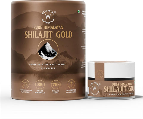 Wellbeing Nutrition Pure Himalayan Shilajit Gold Resin (24K Gold Leaf)