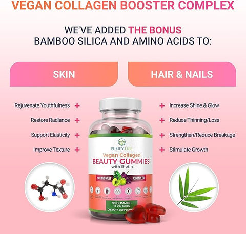 Purify Life Vegan Collagen Beauty Gummies 90 with Biotin