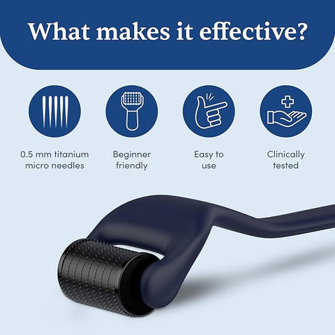 Man Matters Advance Beard Derma Roller For Men | 540 Micro 0.5Mm Titanium Alloy Needles | Beard Health And Development | Stimulates Beard Hair Follicles | Safe, Easy & Effective To Use