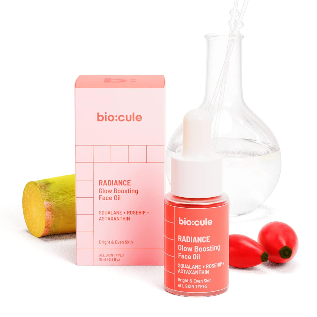 Biocule Radiance Glow Boosting Face Oil : Squalane + Rosehip + Astaxanthin 15ml