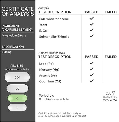 سترات المغنيسيوم دبل وود ٤٠٠ ملغ، ١٨٠ كبسولة