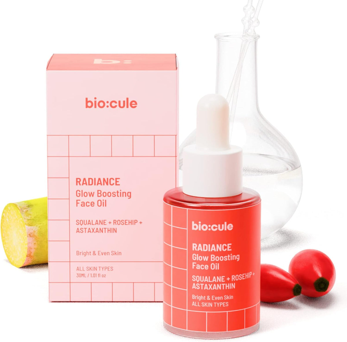 Biocule Radiance Glow Boosting Face Oil : Squalane + Rosehip + Astaxanthin 30ml