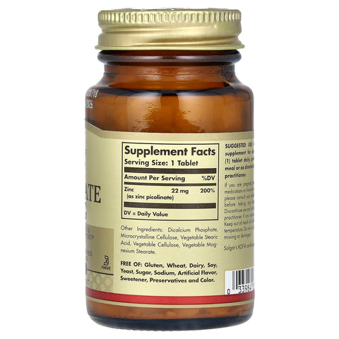 Solgar Zinc Picolinate, 22mg 100s