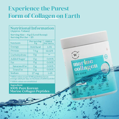 Wellbeing Nutrition Pure Korean Marine Collagen Peptides | Unflavored | Combat Signs of Ageing