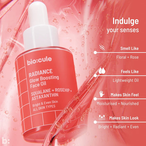 Biocule Radiance Glow Boosting Face Oil : Squalane + Rosehip + Astaxanthin 15ml