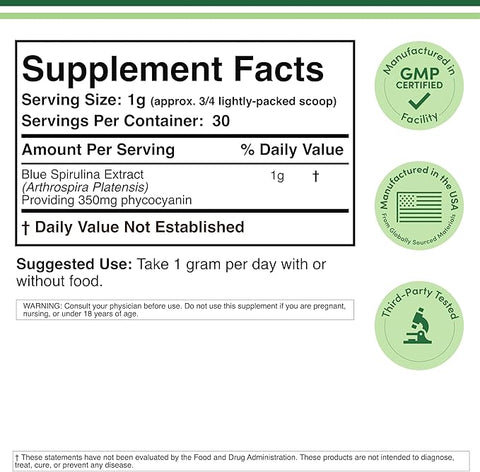 Double Wood Blue Spirulina Powder 30Gm