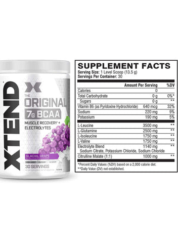 مسحوق BCAA الأصلي من XTEND بنكهة العنب الجليدي 