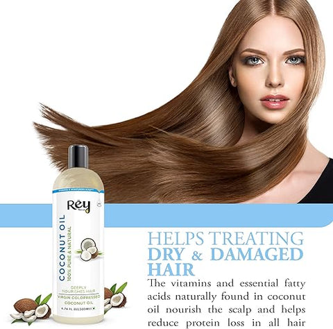 Rey Naturals Cold Pressed Coconut oil for hair and skin 200 ml