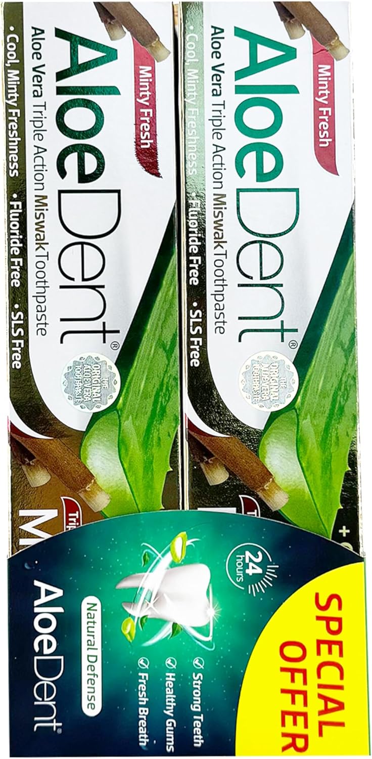 Aloe Dent Aloe Vera Miswak Toothpaste 100Ml Twin Pack