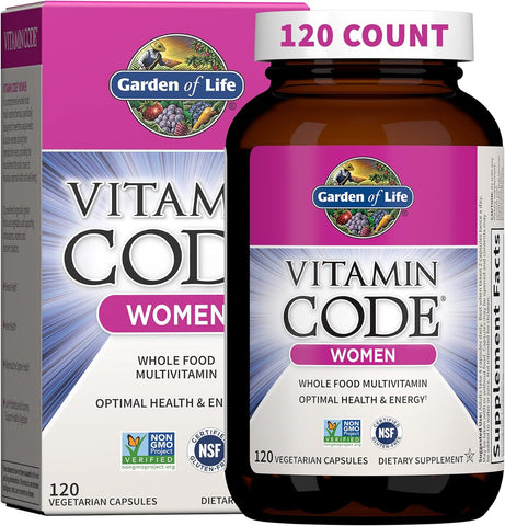 Garden Of Life Multivitamin For Women - Vitamin Code Women'S Raw Whole Food Vitamin Supplement With Probiotics, Vegetarian, 120 Count