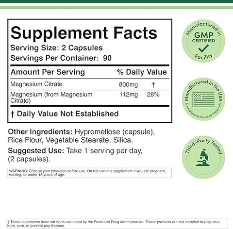 سترات المغنيسيوم دبل وود ٤٠٠ ملغ، ١٨٠ كبسولة