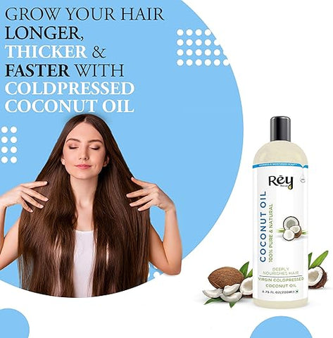 Rey Naturals Cold Pressed Coconut oil for hair and skin 200 ml