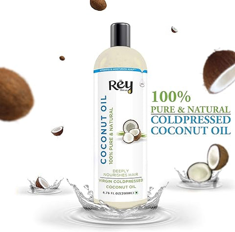 Rey Naturals Cold Pressed Coconut oil for hair and skin 200 ml