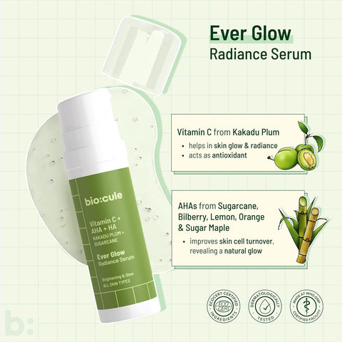 Biocule Ever Glow Radiance Serum : Vitamin c + AHA + HA 30ml