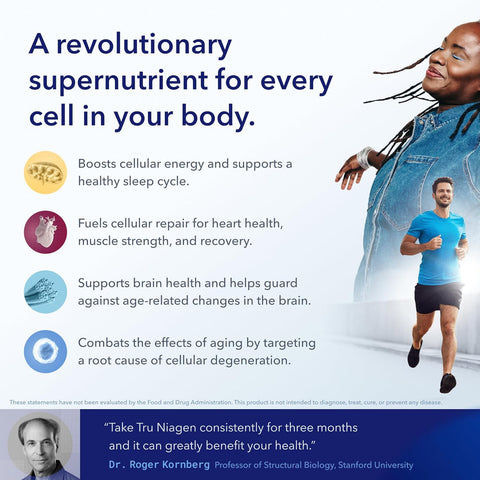 TRU NIAGEN - Patented Nicotinamide Riboside Nad+ Supplement. Nr Supports Cellular Energy Metabolism & Repair, Vitality, Healthy Aging Of Heart, Brain & Muscle - 60 Servings / 120 Capsules - Pack Of 1