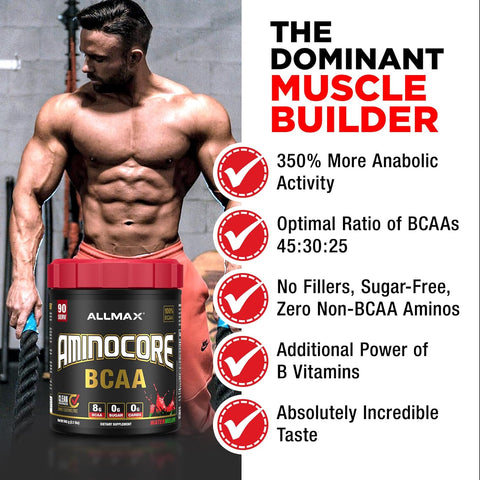 Allmax Nutrition Aminocore BCAA Watermelon - 345g Sports Supplement Powder