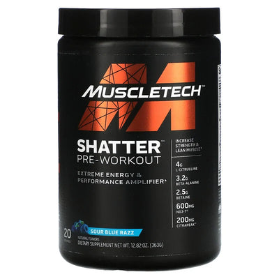 MuscleTech، شاتر، قبل التمرين، نكهة التوت الأزرق الحامض، 12.82 أونصة (363 جم)