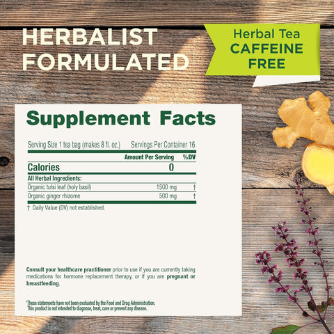 شاي تولسي الزنجبيل العضوي من شركة Traditional Medicinals، 16 كيسًا
