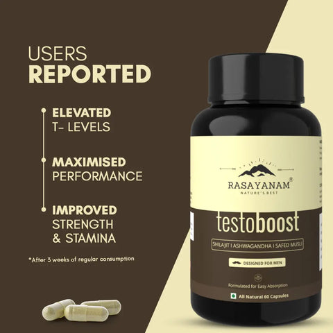 Rasayanam Testoboost Pure Shilajit, Ashwagandha, Safed Musli 60 Capsules