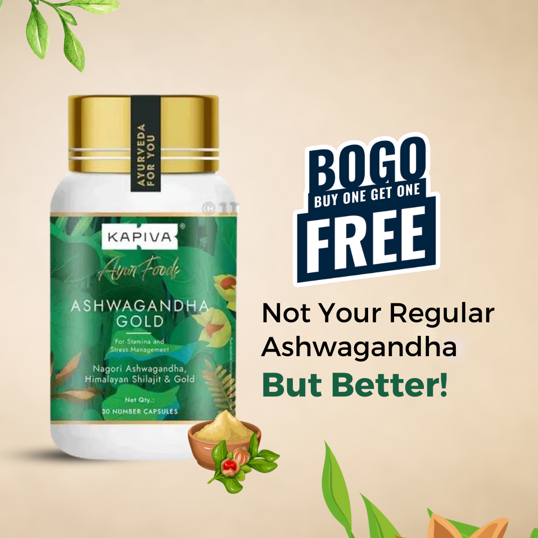 Kapiva Ashwagandha Gold 30 Capsules (Buy 1 Get 1 Free)