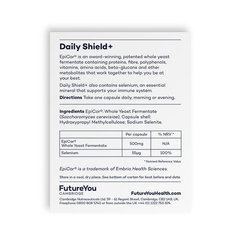 Daily Shield with EpiCor®- Easy to Absorb Formulation - Vegan Suitable - 28 Day Supply - Developed by FutureYou Cambridge