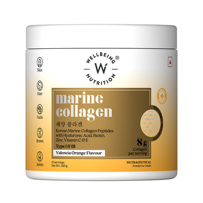 Wellbeing Nutrition Marine Collagen - Valencia Orange 120gms (12 servings)