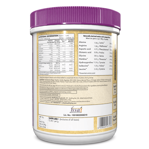 HealthyHey Collagen Gold Series with Hyaluronic Acid, Biotin & Vitamin C - No Smell - Easy to Mix - No Added Sugar 200 gm