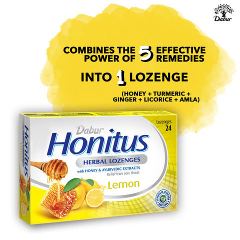 Dabur Honitus Herbal Lozenges -Lemon, 24 Lozenges