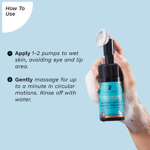 Pilgrim Korean Volcanic Lava Ash Foaming Face Wash with Built In Brush for Deep Cleansing